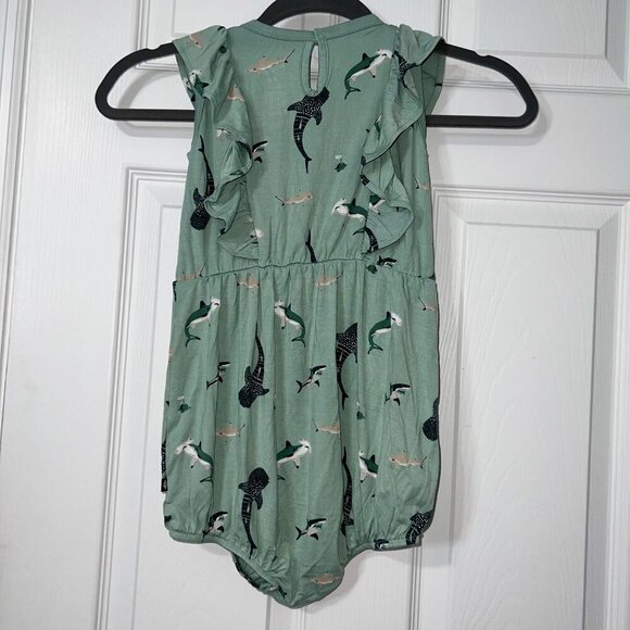 NWT Kyte Baby Bubble Romper Sage Shark Print Size 4T - Picture 3 of 6